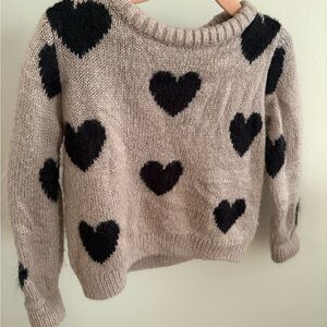 Heart Patterned Sweater - Black and Tan Carter 2T